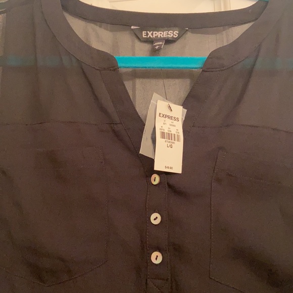 Express Black Mixed Media Blouse - Picture 2 of 4